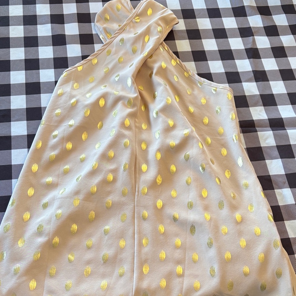 Women's Halter Top in Cream with Gold Dot Detail